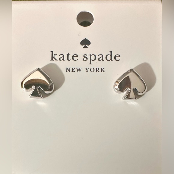 NWT Kate Spade Everyday Spade Metal Studs, Silver - Picture 2 of 6